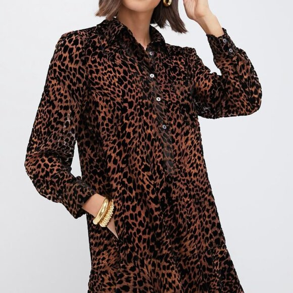 Tuckernuck Callahan Velvet Burnout Leopard Dress Like New Sz M - Picture 1 of 8